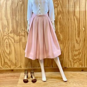 WHBM Light Pink Taffeta Tea Length Skirt